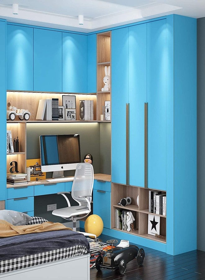 WALLTON والتون - ورق جدران أزرق غير لامع، سهل اللصق والإزالة، سميك ومقاوم للماء، مناسب لأسطح مطابخ وخزائن الملابس - 24 بوصة × 96 بوصة - Image 2